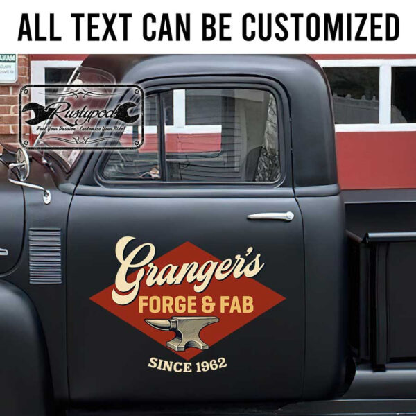 personalized forge and fabrication letteirng blacksmith lettering ironwork sign sticker 13410 - Image 2