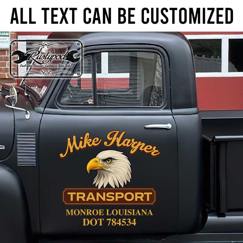 personalized us eagle truck graphics lettering us dot lettering company door sign sticker 13411