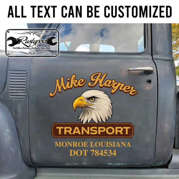 personalized us eagle truck graphics lettering us dot lettering company door sign sticker 13411 - Image 2