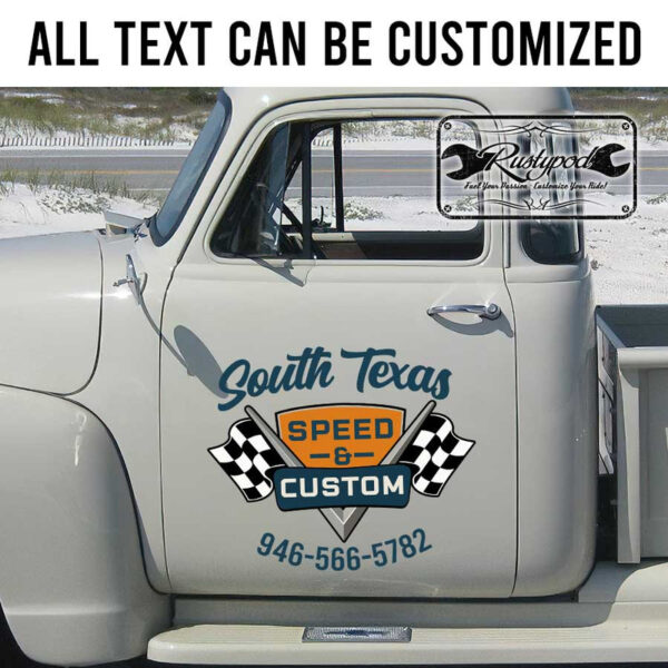 personalized hot rod lettering speed and custom rat rod sign checkered flag lettering v8 engine lettering sticker 13420 - Image 2