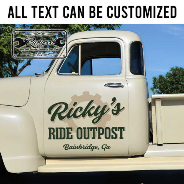 personalized gear head lettering garage door sign shop truck door art sticker 13423 - Image 2