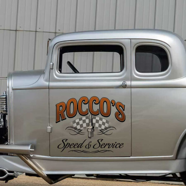 personalized pinstriping spark plug speed and service lettering kustom kulture old school lettering sticker 13427 - Image 3