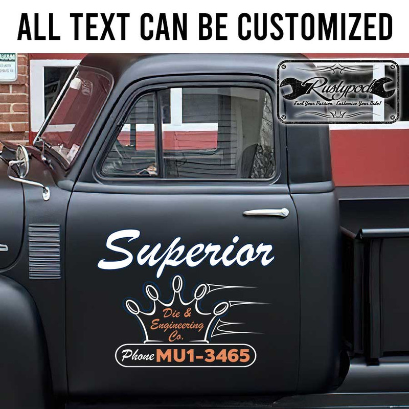 personalized fabrication garage lettering pinstriping crown sticker 13428