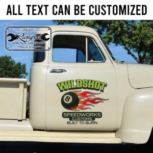 personalized eight ball lettering hot rod sign rat rod door art garage sign sticker 13430