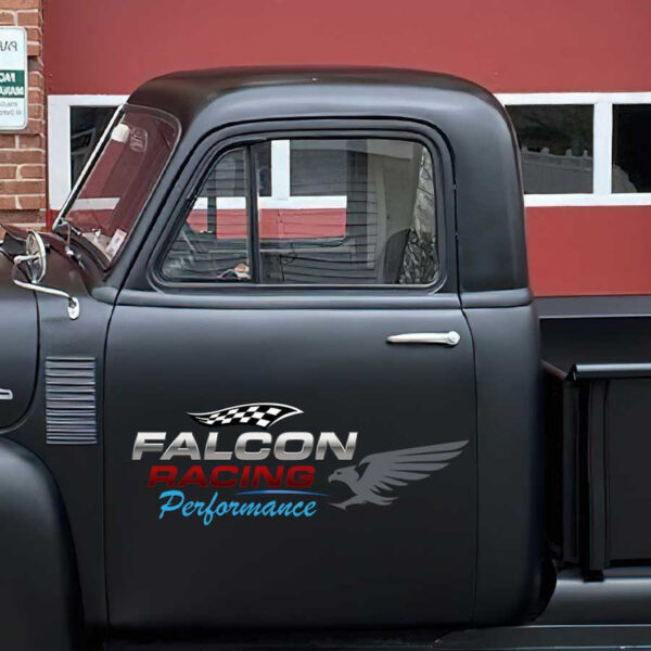 personalized falcon racing checkered flag lettering performance garage sign sticker 13437 - Image 3