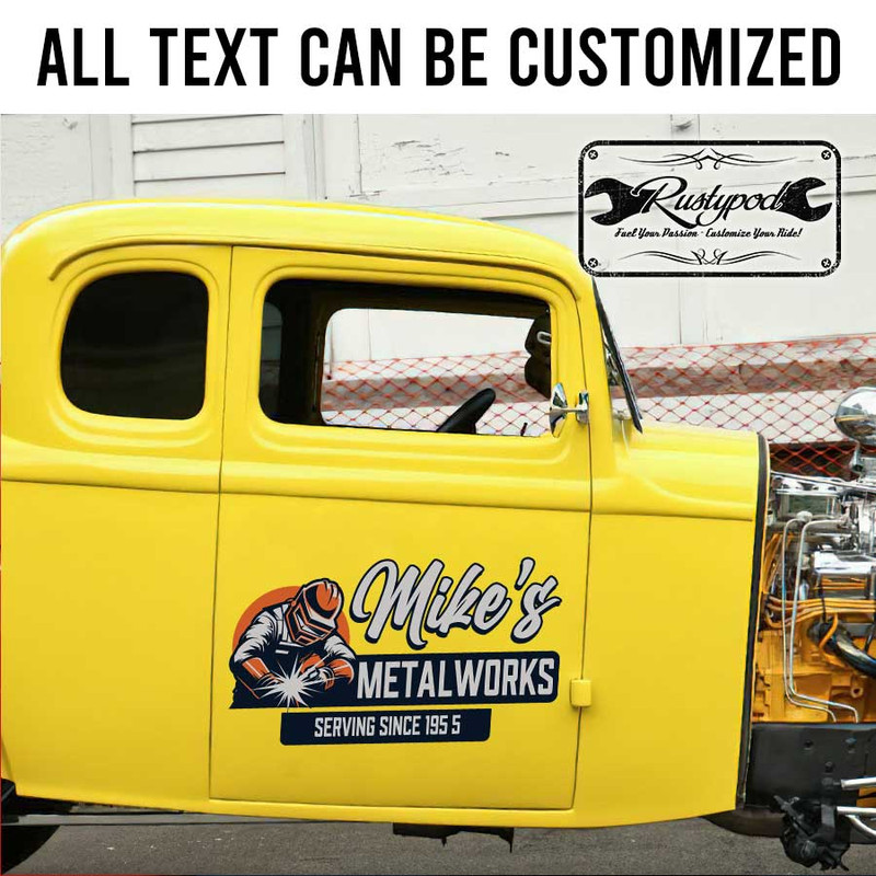 personalized welding service metal work lettering door sign sticker 13439