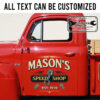 personalized piston lettering speed shop door sign checkered flag sticker 13444