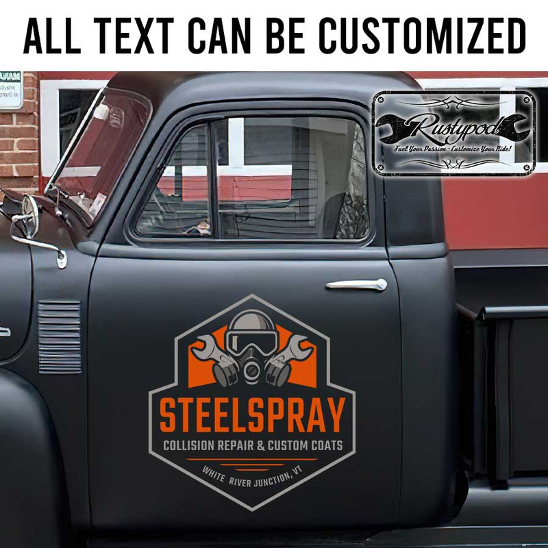 personalized collision repair and custom coats garage lettering vehicle lettering sticker 13447