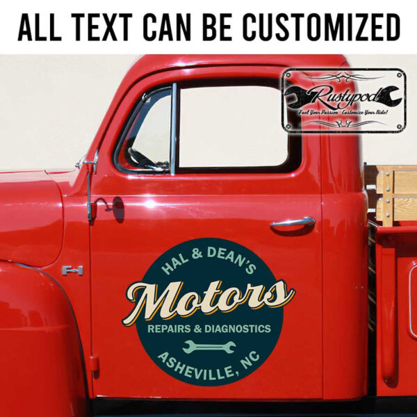 personalized repair and dianostics garage wrench lettering sign writing decal old school lettering sticker 13448 - Image 2