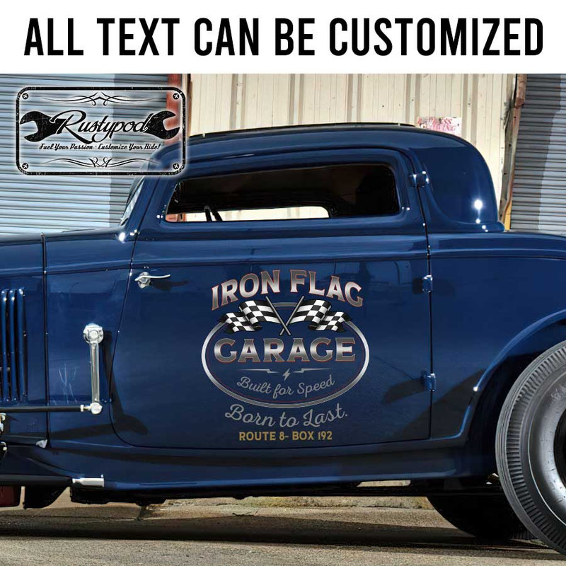 personalized checkered flag lettering racing car lettering sign build for speed born to last sticker 13449