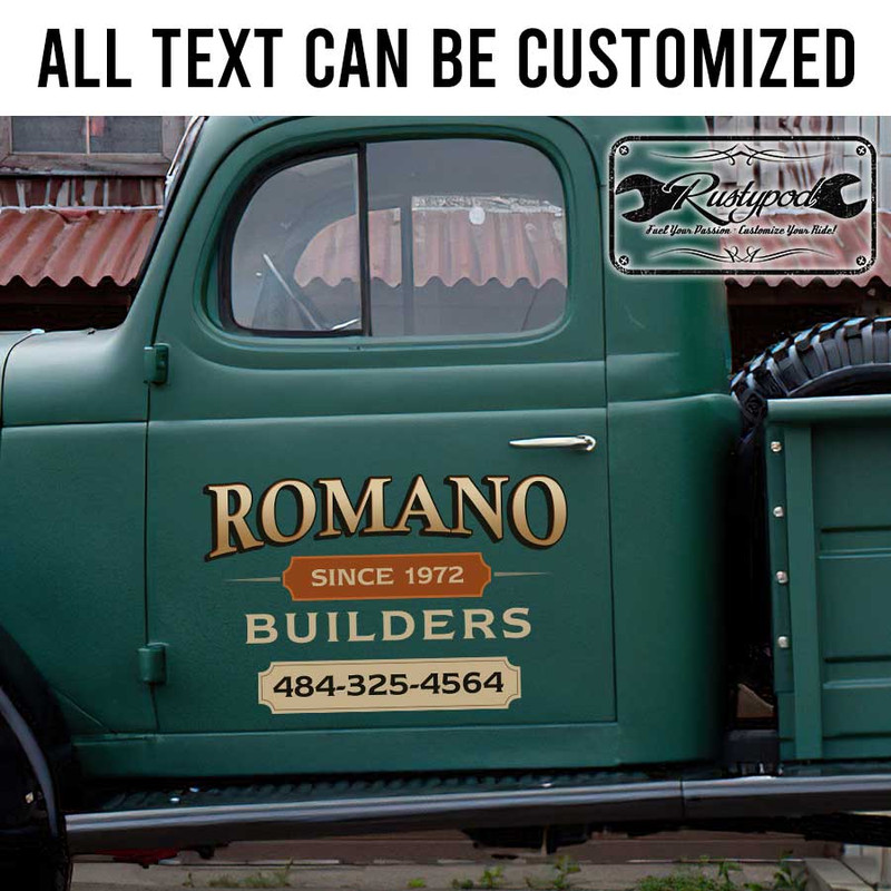 personalized builder company construction lettering sticker 13456
