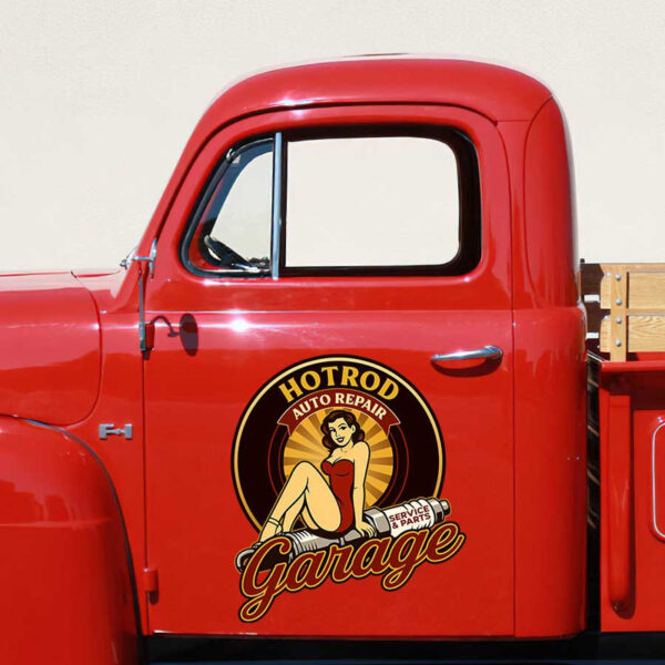 personalized hot rod auto repair spark plug garage lettering sticker 13460 - Image 3