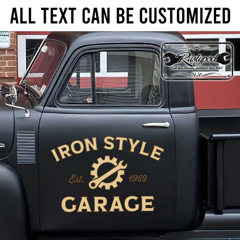 personalized gearhead and wrench lettering vintage sign writing hot rod lettering repair shop sign sticker 13464