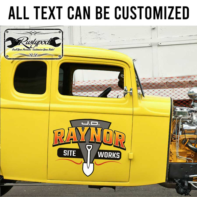 personalized construction company sign site works lettering sticker 13465