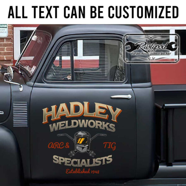 personalized welding company sign arc and tig welding ironwork lettering sticker 13470