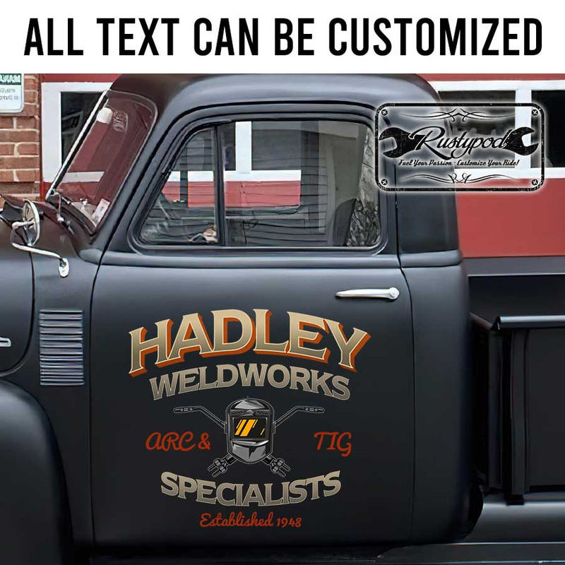 personalized welding company sign arc and tig welding ironwork lettering sticker 13470