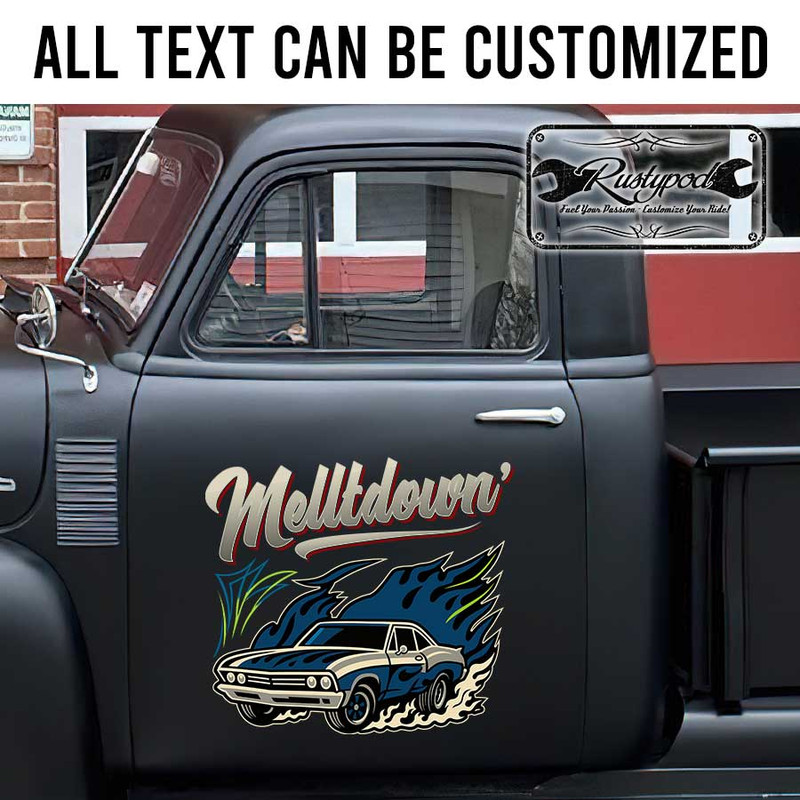 personalized pinstriping hot rod lettering old school lettering kustom kulture shop truck door art sticker 13471