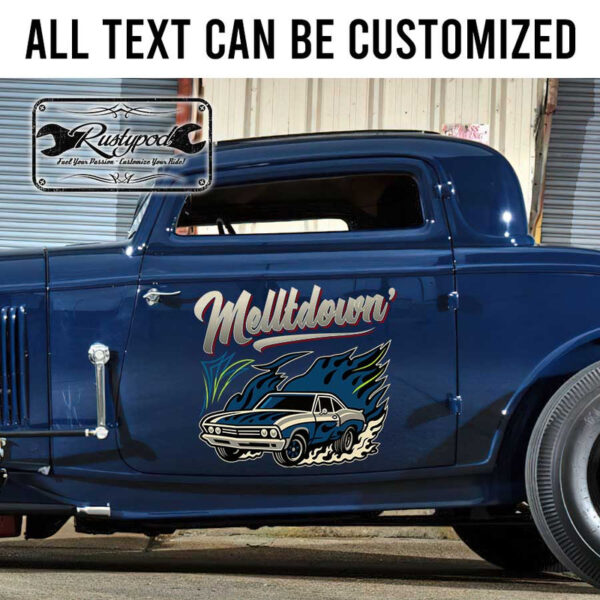 personalized pinstriping hot rod lettering old school lettering kustom kulture shop truck door art sticker 13471 - Image 2