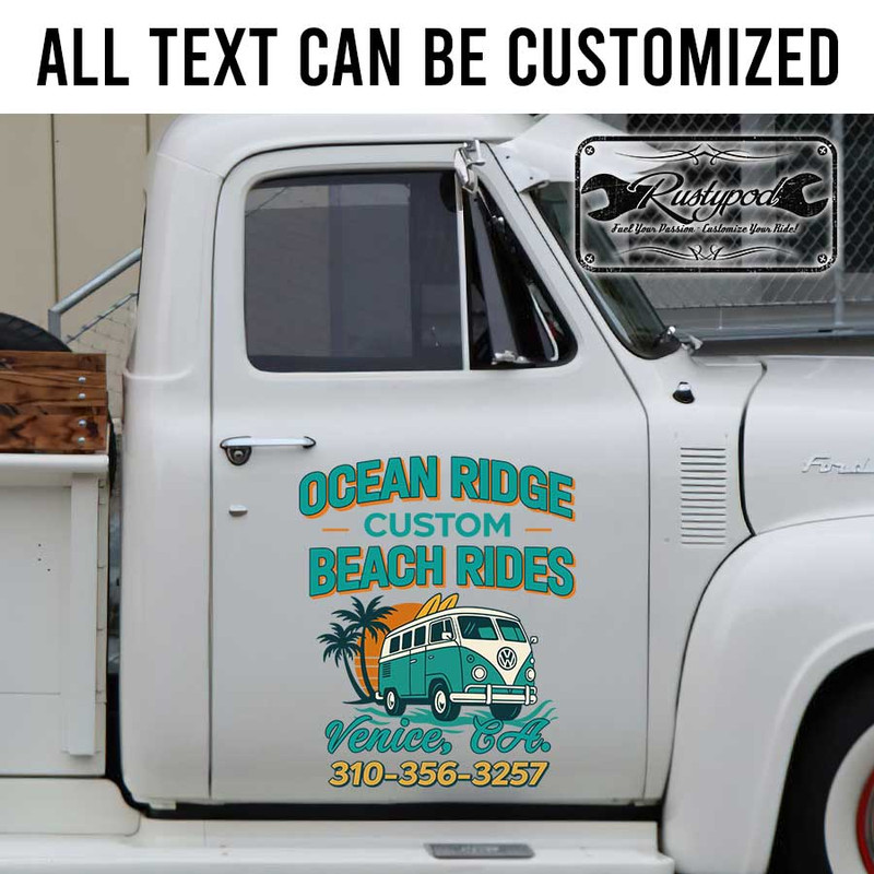 personalized surf speed shop door art hand paint kustom kulture sign writing hot rod lettering sticker 13472