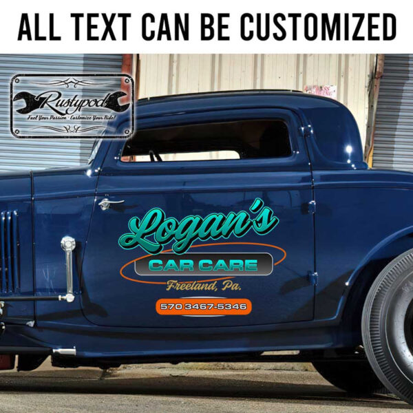 personalized garage car care lettering garage door sign company door sign sticker 13475 - Image 2