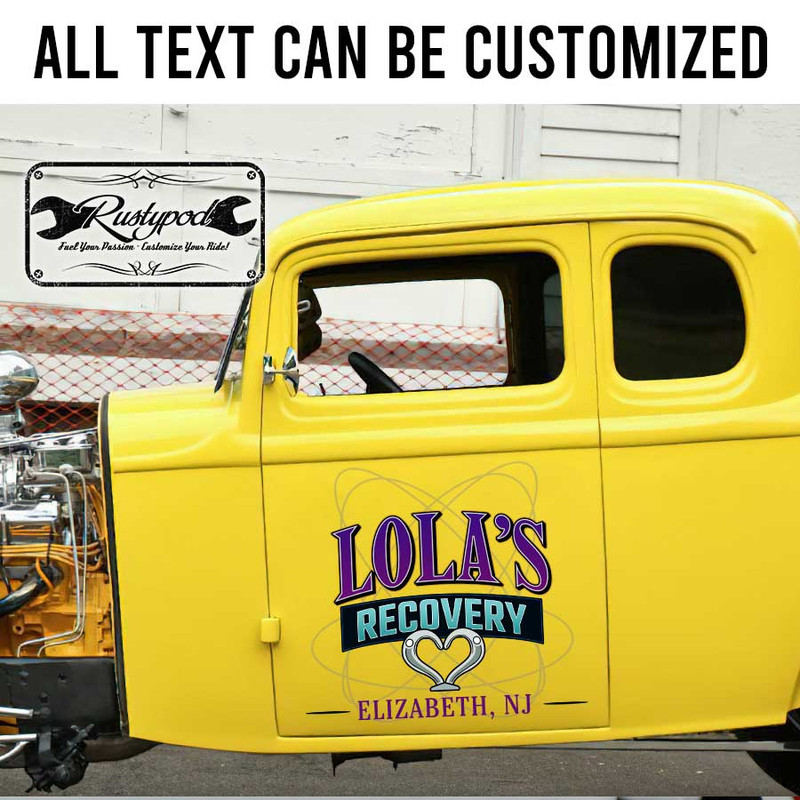 personalized recovery garage sign towing company vehicle lettering sticker 13487
