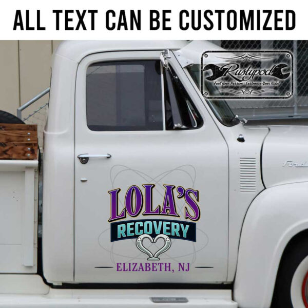 personalized recovery garage sign towing company vehicle lettering sticker 13487 - Image 2
