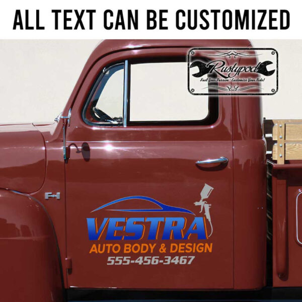 personalized auto body sign car painting service garage sticker 13503 - Image 2