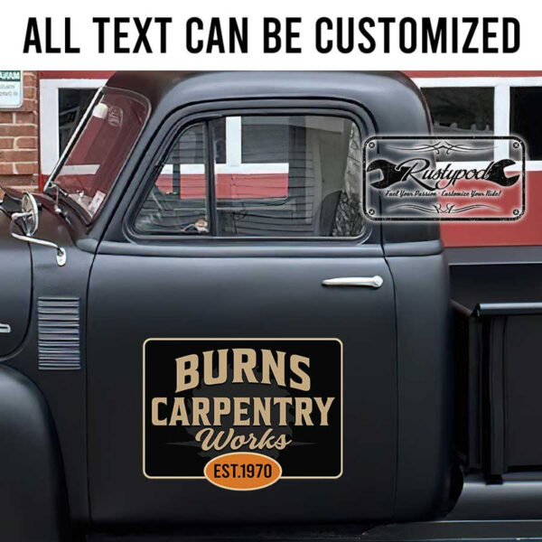 personalized carpentry work lettering woodworking sign old school lettering kustom kulture sticker 13509 - Image 2