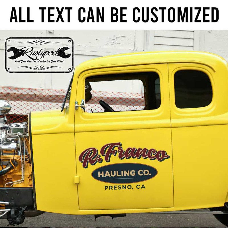 personalized hauling company truck graphics shop truck door art garage sign sticker 13520