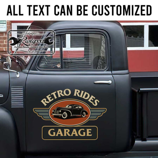 personalized retro sign garage lettering sign shop truck door art kustom kulture sticker 13522