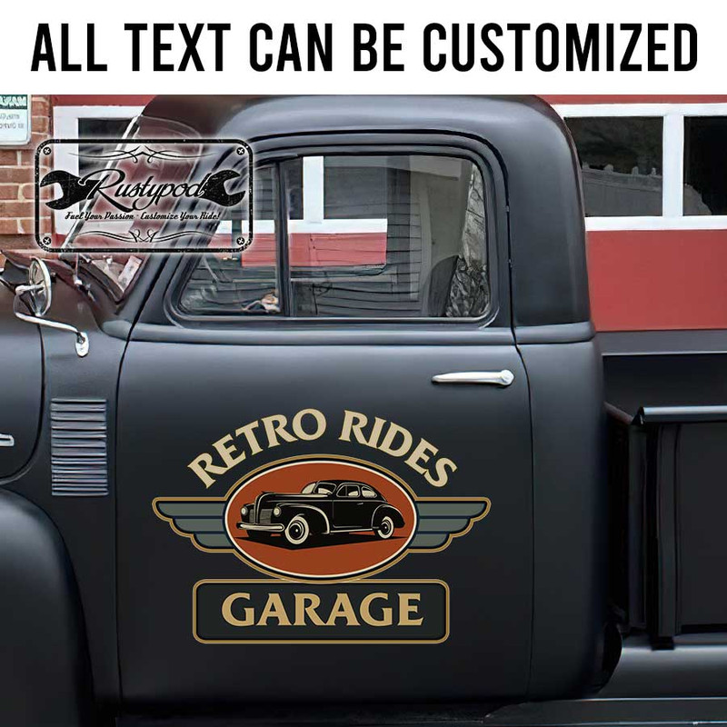 personalized retro sign garage lettering sign shop truck door art kustom kulture sticker 13522
