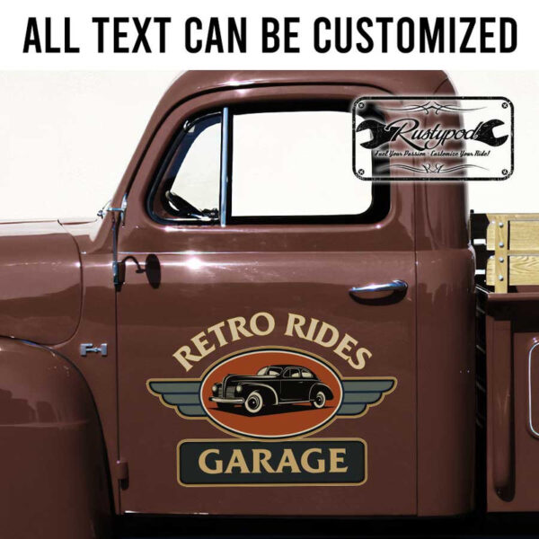 personalized retro sign garage lettering sign shop truck door art kustom kulture sticker 13522 - Image 2