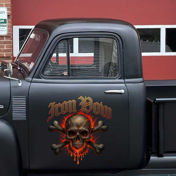 personalized skull lettering hot rod door art kustom kulture sticker 13523 - Image 3