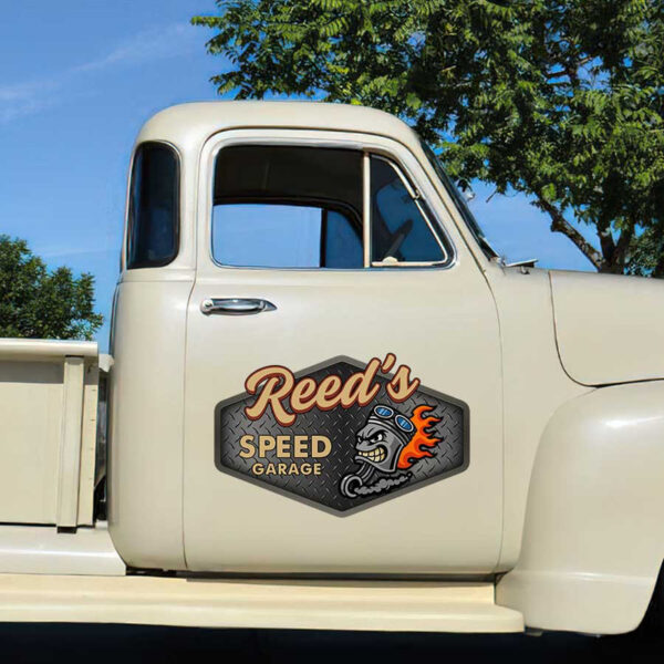 personalized angry piston hot rod lettering shop truck door art performance garage sign sticker 13525 - Image 3