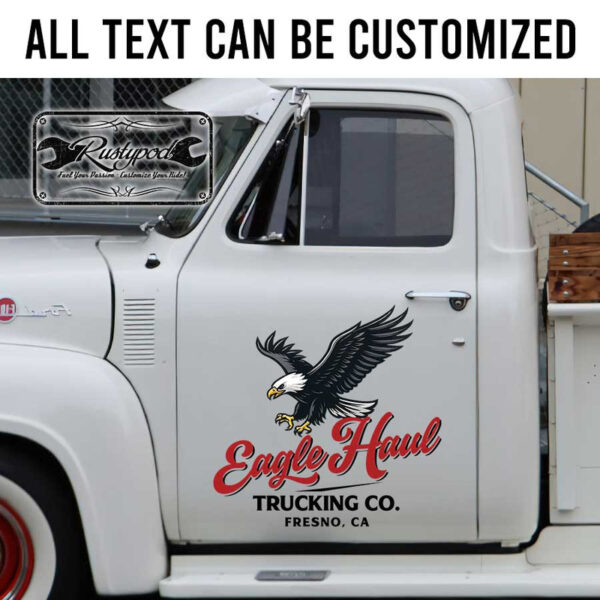 personalized eagle haul trucking company graphics commercial truck lettering sticker 13528