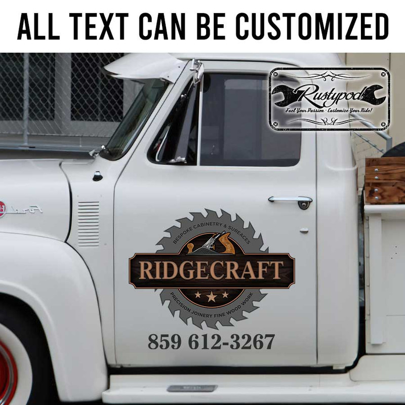 personalized woodworking lettering hand craft workshop sign sticker 13531
