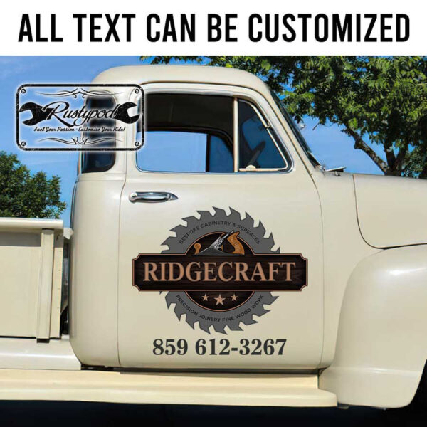 personalized woodworking lettering hand craft workshop sign sticker 13531 - Image 2