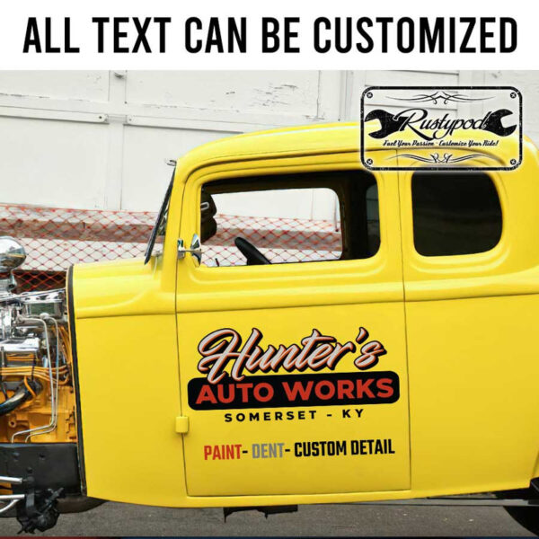 personalized auto works sign garage sign vehicle lettering sticker 13533
