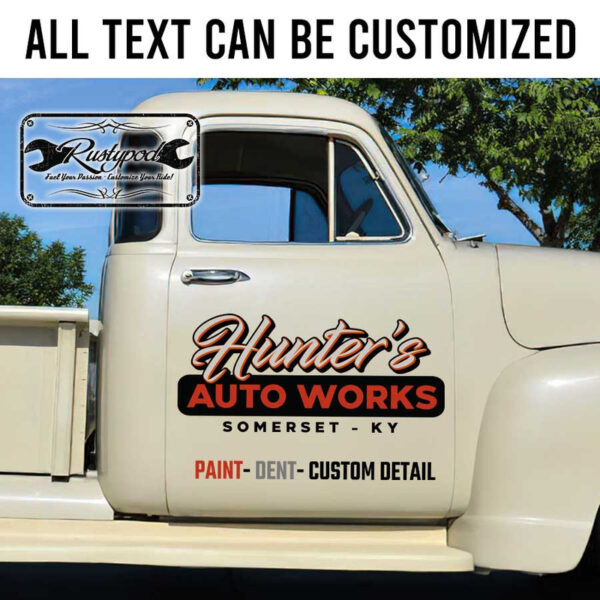 personalized auto works sign garage sign vehicle lettering sticker 13533 - Image 2