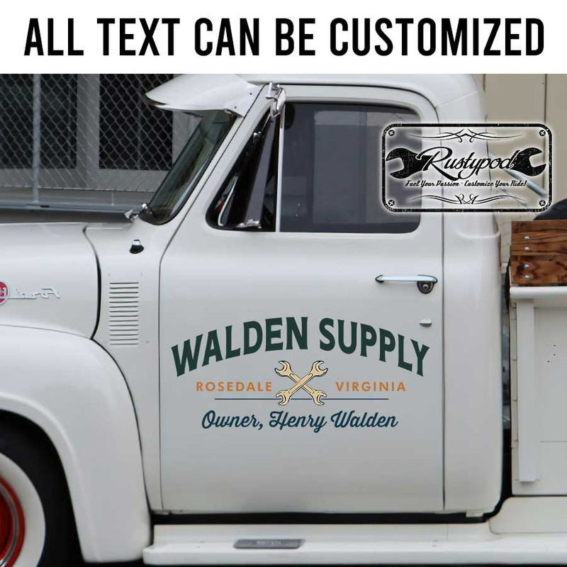 personalized crossing wrench garage lettering hot rod door art shop truck door sign kustom kulture rat rod door art sticker 13536