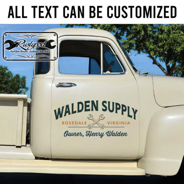 personalized crossing wrench garage lettering hot rod door art shop truck door sign kustom kulture rat rod door art sticker 13536 - Image 2