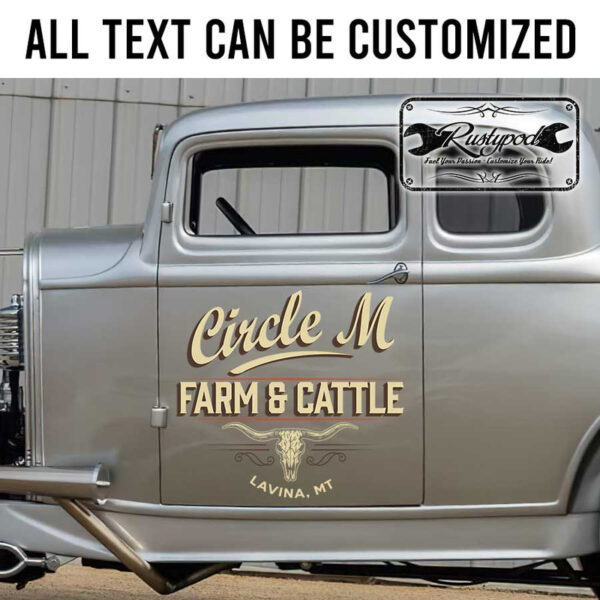 personalized farm and cattle lettering sign long horn skull lettering sticker 13541