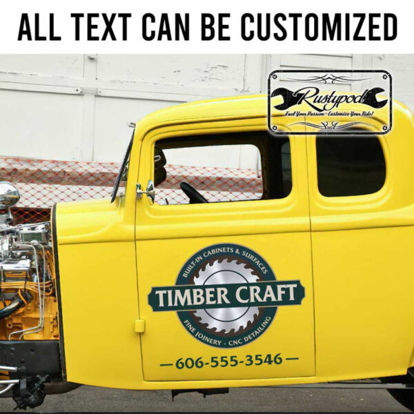 personalized woodworking lettering timbercraft fine joinery workshop sign sticker 13542 - Image 2
