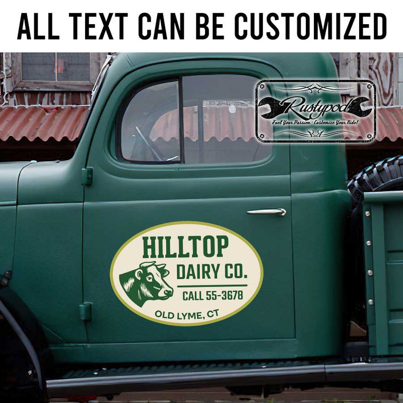 personalized dairy company sign farm sign vehicle lettering sticker 13550
