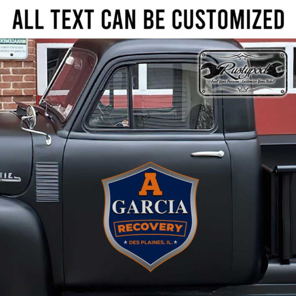 personalized recovery garage sign towing company vehicle lettering sticker 13555 - Image 2