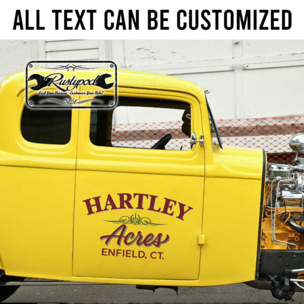 personalized pinstriping acres lettering farm sign ranch sign shop truck door art sticker 13562