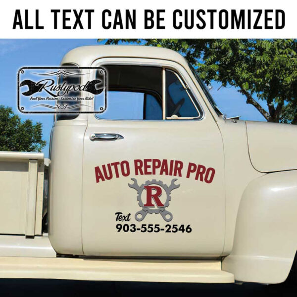 personalized wrench and gear head garage repair garage sign kustom kulture sticker 13565 - Image 2