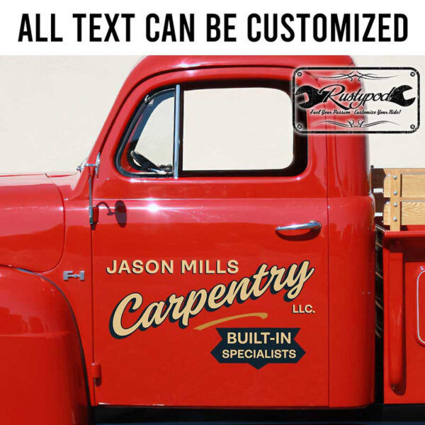 personalized carpentry company vintage sign writing vehicle lettering sticker 13568