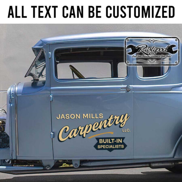 personalized carpentry company vintage sign writing vehicle lettering sticker 13568 - Image 2