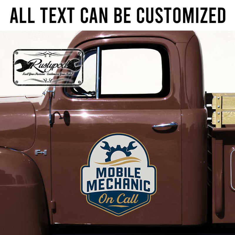 personalized mobile mechanic on call wrench and gear head sticker 13570
